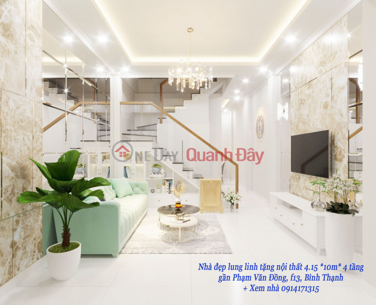 Beautiful new house for sale, free high-class furniture 42m2* 4 floors near Pham Van Dong, F13, Binh Thanh Sales Listings