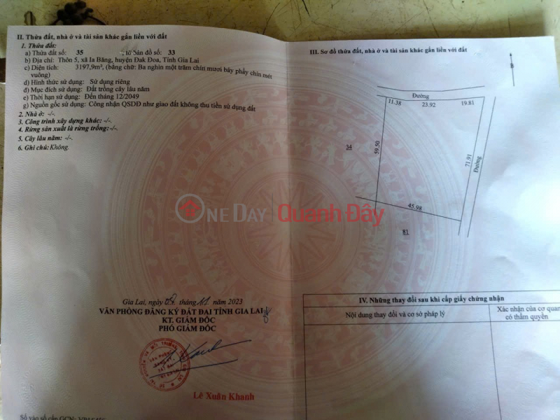 BEAUTIFUL LAND BY OWNER - GOOD PRICE - Ia Bang Commune, Dak Doa District, Gia Lai Province Sales Listings