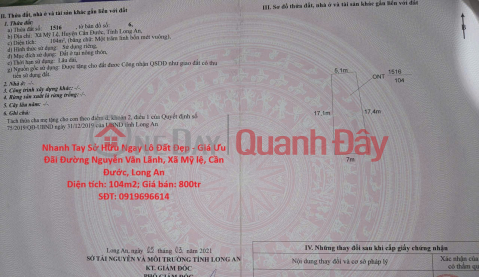 Nhanh Tay Sở Hữu Ngay Lô Đất Đẹp - Giá Ưu Đãi Đường Nguyễn Văn Lãnh, Xã Mỹ lệ, Cần Đước, Long An _0