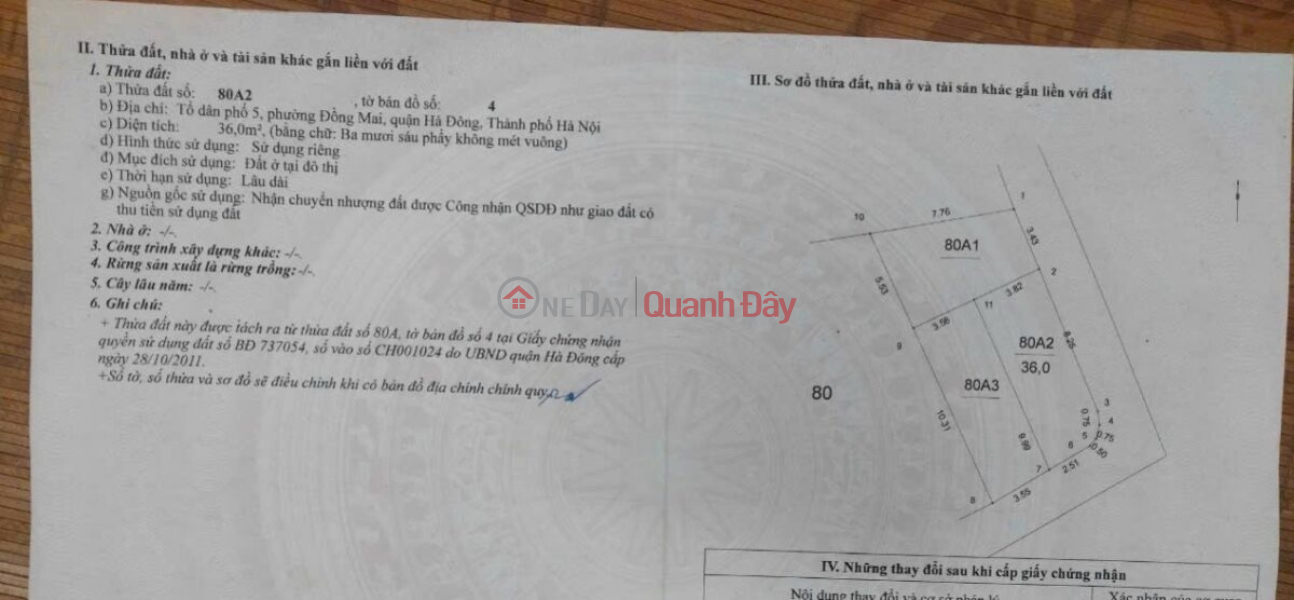 CHÍNH CHỦ CẦN BÁN LÔ ĐẤT 36M TẠI TỔ 5 ĐỒNG MAI-HÀ ĐÔNG-HÀ NỘI, Việt Nam | Bán | đ 30 triệu