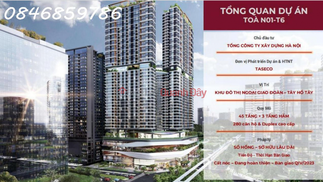 Hot - hot hands, receive booking of luxury apartments N01T6 Diplomatic Zone - Tay Ho Tay-0846859786 Sales Listings