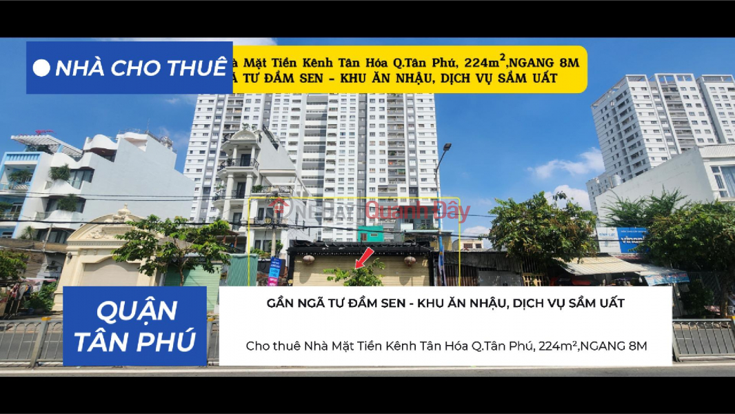 House for rent on Tan Hoa Canal frontage, Tan Phu District, 224m², 8m wide. Rental Listings