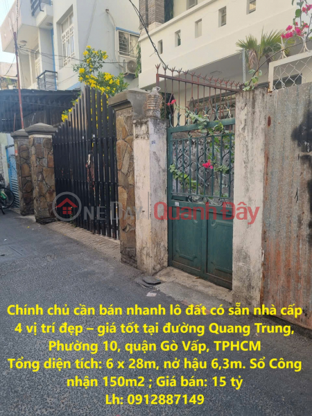 Owner needs to quickly sell a plot of land with a level 4 house in a beautiful location - good price in Go Vap district, HCMC Sales Listings