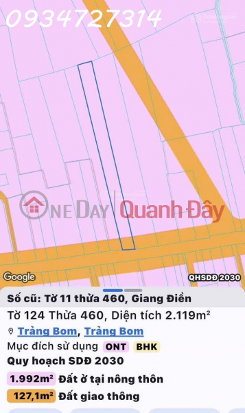 Bán đất giá siêu hời tại Phước Tân - Giang Điền, 6,5 tỷ, 2118 m2 | Việt Nam | Bán, đ 6,5 tỷ