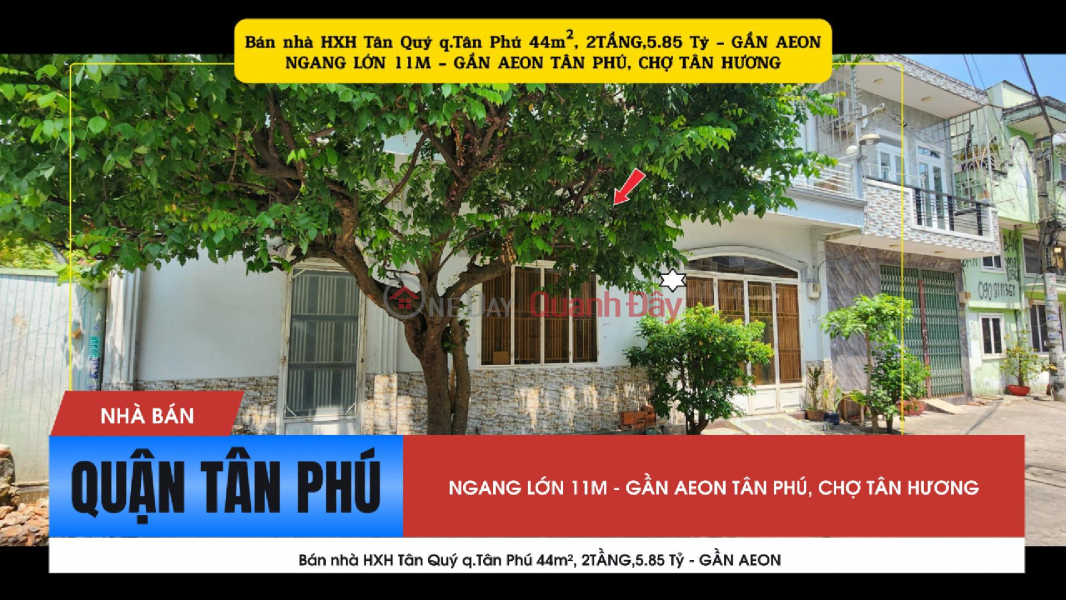 House for sale in alleyway off Tan Quy Street, Tan Phu District, 44m², 2 floors, 5.85 billion VND - near AEON Mall. Sales Listings