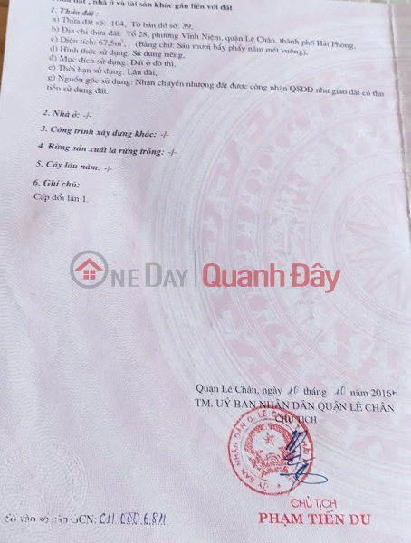 đ 6,1 tỷ | Nhà mặt đường Vĩnh Tiến, 68m 4 tầng, Giá 6.1 tỉ, ô.tô đỗ cửa thoải mái