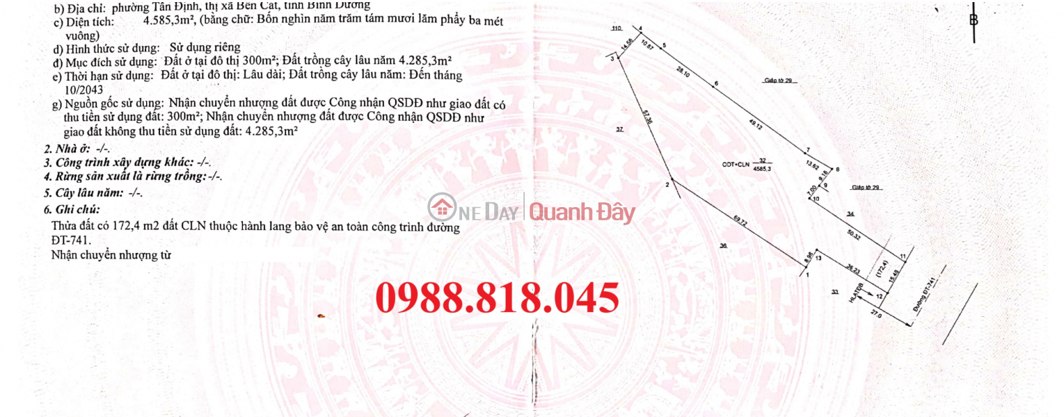 đ 65 Billion House for sale on Nguyen Van Thanh street (provincial road 741) Tan Dinh ward, Ben Cat town, Binh Duong province, free of charge