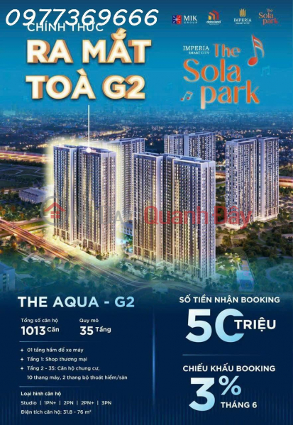 CHÍNH THỨC NHẬN BOOKING TÒA G2 THE SOLAR PARK Niêm yết bán