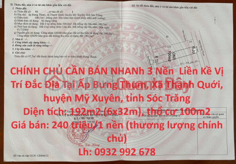 QUICK SELLING OFFICIAL OWNERS 3 Adjacent Plots Prime Location In My Xuyen District, Soc Trang Province _0
