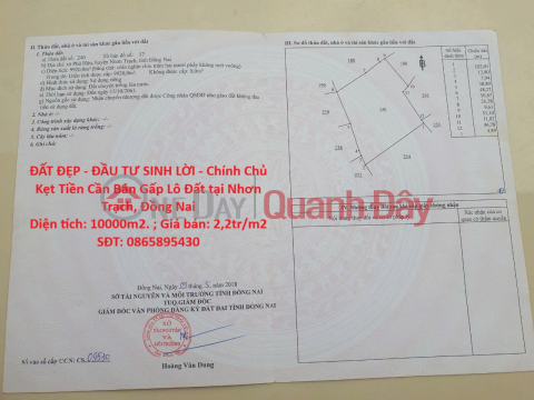 ĐẤT ĐẸP - ĐẦU TƯ SINH LỜI - Chính Chủ Kẹt Tiền Cần Bán Gấp Lô Đất tại Nhơn Trạch, Đồng Nai _0