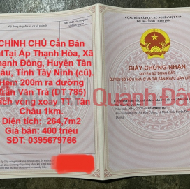 OWNER Needs to Sell Land in Thanh Hoa Hamlet, Thanh Dong Commune, Tan Chau District, Tay Ninh Province (old). _0