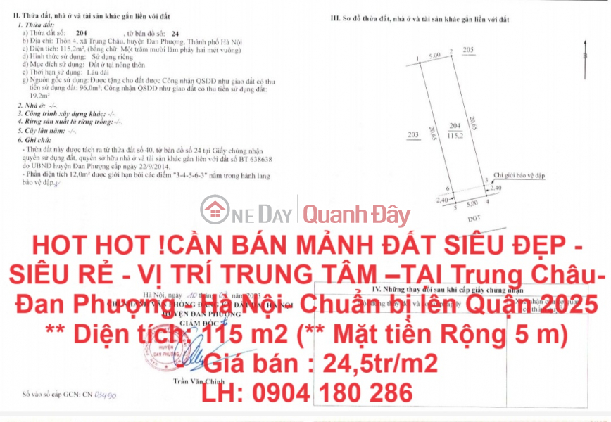 HOT HOT! FOR SALE SUPER BEAUTIFUL PIECE OF LAND - SUPER CHEAP - CENTRAL LOCATION - IN Trung Chau - Dan Phuong - Hanoi Sales Listings