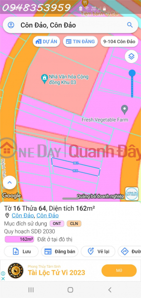 ₫ 3 Billion, Selling 164m2 Huynh Thuc Khang street, Con Dao town, small segment for investment