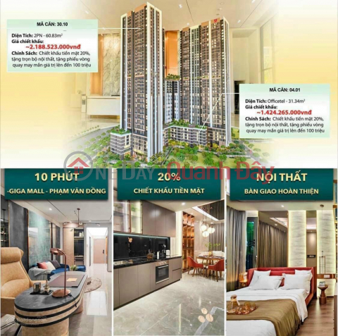 SUPER SUPER CHEAP! Picity Sky Park Pham Van Dong apartment, 1 bedroom, 1 bathroom. Price is only 1.5 billion, delivered in full NT _0