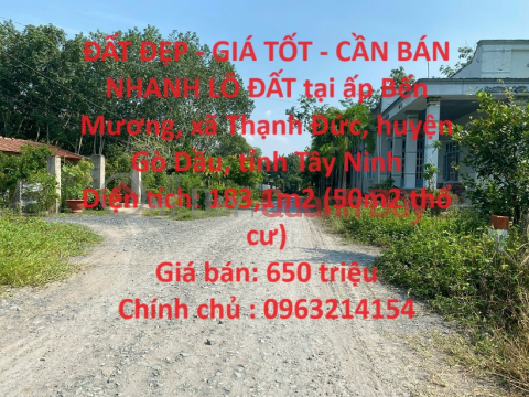 ĐẤT ĐẸP - GIÁ TỐT - CẦN BÁN NHANH LÔ ĐẤT tại Huyện Gò Dầu, Tỉnh Tây Ninh _0