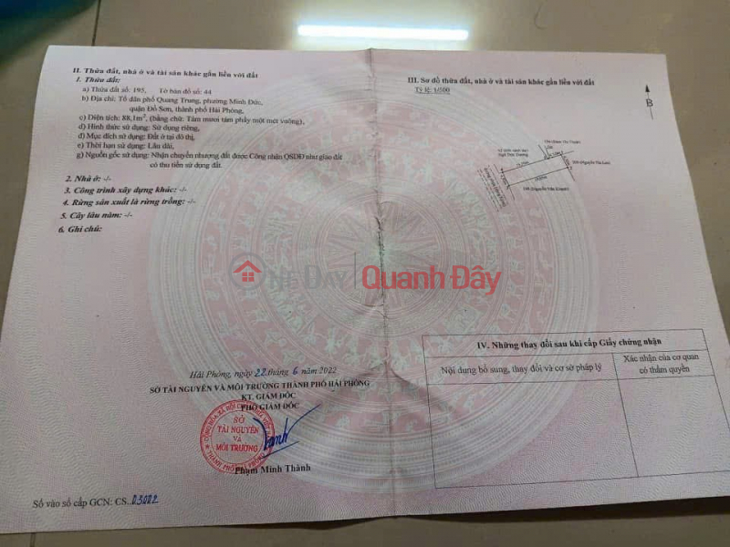 1.9 billion 88m2 Thuong Duc Do Son Zalo 0567222555 Sales Listings