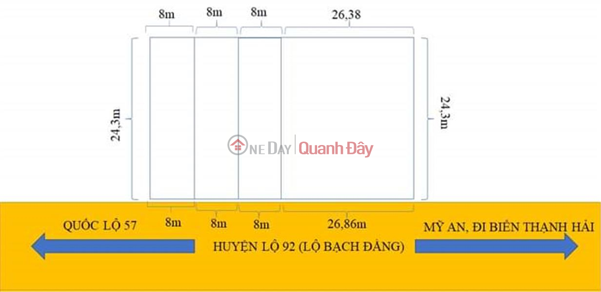 CHÍNH CHỦ Bán Lô Đất Mặt Tiền Đẹp Tại Đường HL92 (Lộ Bạch Đằng),Bến Tre Niêm yết bán