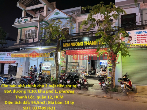 House for sale by owner, 2 fronts, shr at 86A TL30 street, quarter 1, Thanh Loc ward, district 12 _0