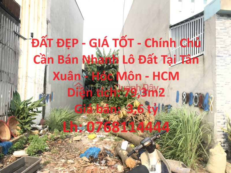 BEAUTIFUL LAND - GOOD PRICE - Owner Needs to Sell Land Plot Quickly in Tan Xuan - Hoc Mon - HCM Sales Listings