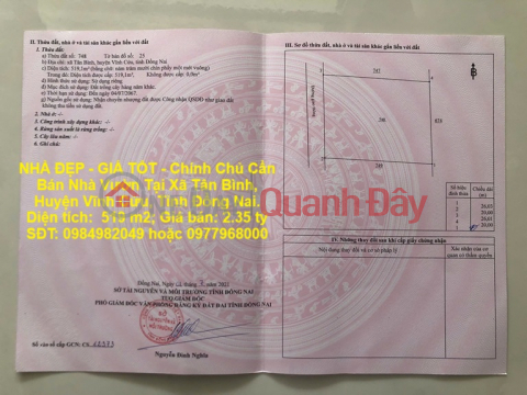 NHÀ ĐẸP - GIÁ TỐT - Chính Chủ Cần Bán Nhà Vườn Tại Xã Tân Bình, Huyện Vĩnh Cửu, Tỉnh Đồng Nai. _0