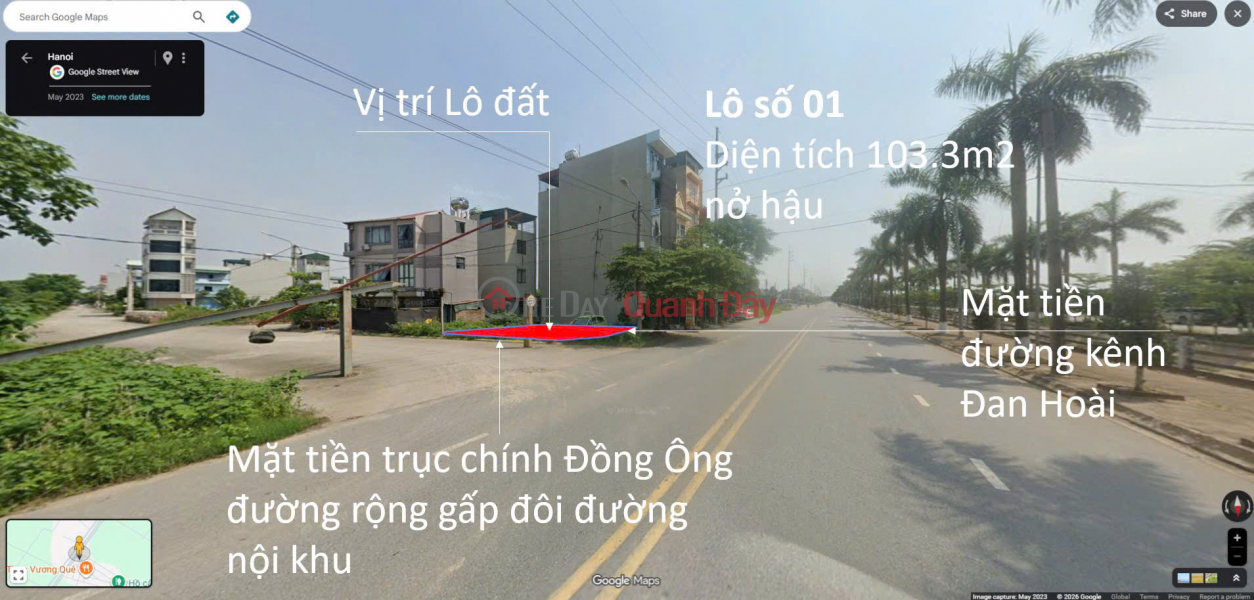 MẶT MƯƠNG ĐỒNG ÔNG 103M LÔ GÓC - ĐAN PHƯỢNG - HÀ NỘI. SÁT TRỤC TÂY THĂNG LONG. Việt Nam Bán | đ 23,2 tỷ