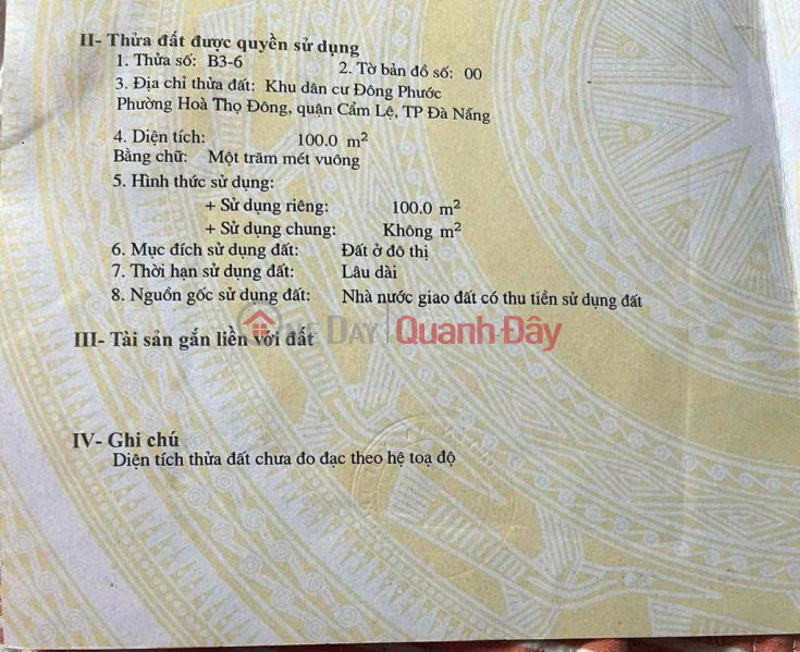 CẦN BÁN GẤP LÔ ĐẤT MẶT TIỀN ĐƯỜNG BÙI VỊNH - Quận Cẩm Lệ , Đà Nẵng | Việt Nam, Bán | đ 3,85 tỷ