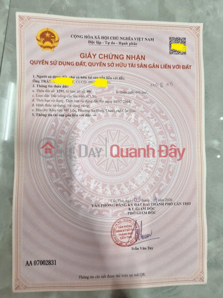 ĐẤT ĐẸP - GIÁ TỐT - CHÍNH CHỦ Cần Bán đất Ấp Mỹ Lộc, Xã Mỹ khánh, Huyện Phong Điền, Cần Thơ. | Việt Nam Bán | đ 2,45 tỷ
