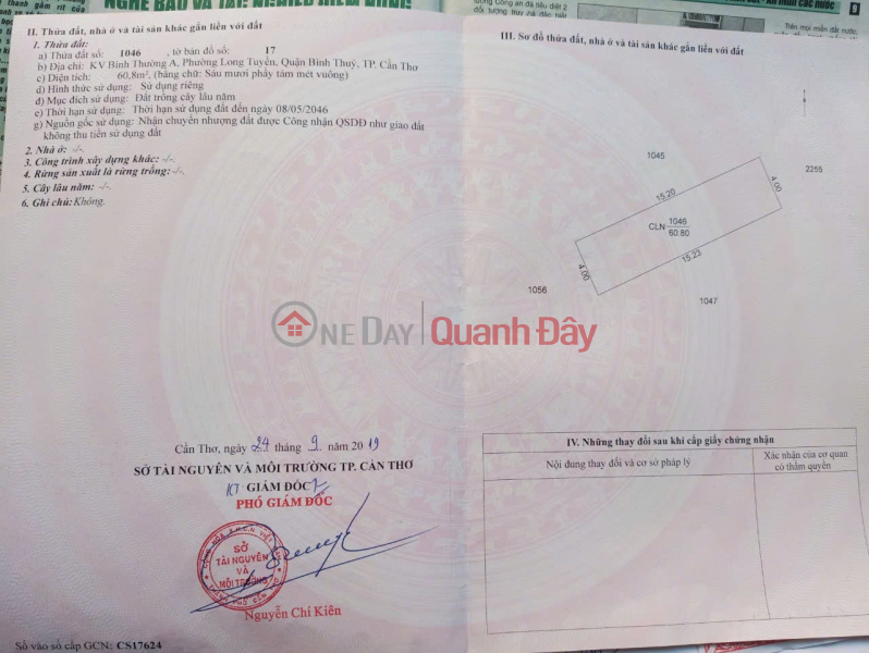 ĐẤT ĐẸP – GIÁ TỐT – CHÍNH CHỦ CẦN BÁN LÔ ĐẤT Tại Phường Long Tuyền, Bình Thuỷ, Cần Thơ Niêm yết bán