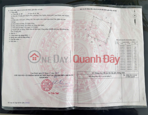HOT HOT - CẦN BÁN LÔ ĐẤT VỊ TRÍ ĐẸP TẠI cam nghĩa , cam ranh , khánh hòa _0