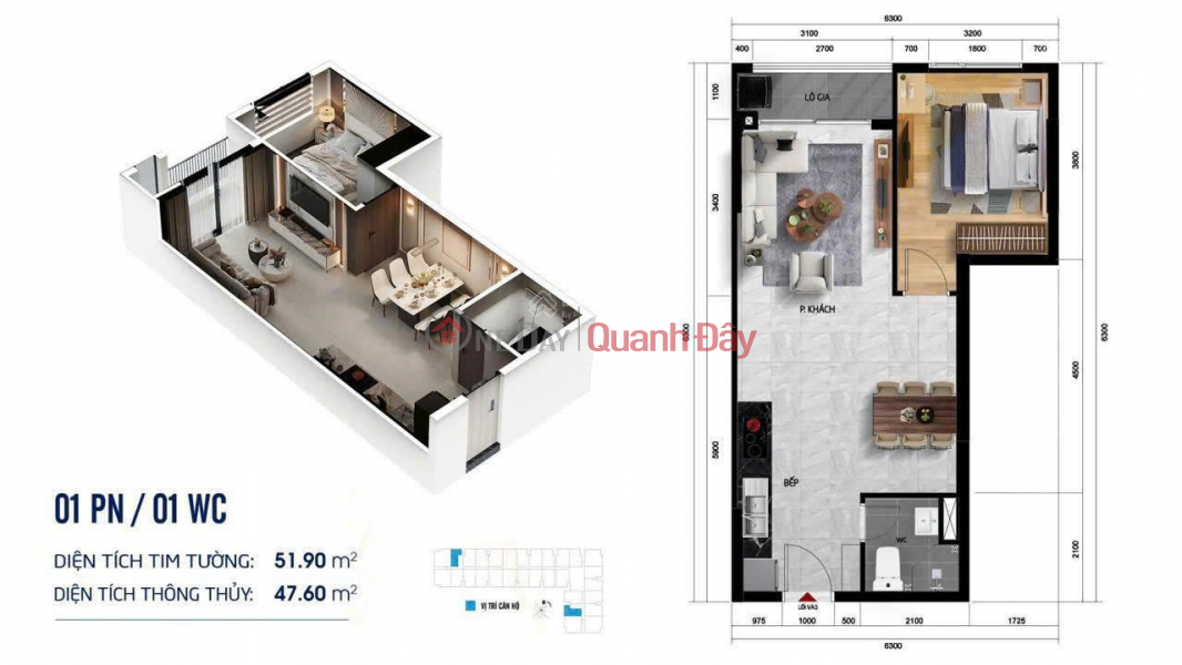 Chính chủ bán nhanh 1PN+1 (41.28m2) giá 2ty đã TT 30% Niêm yết bán