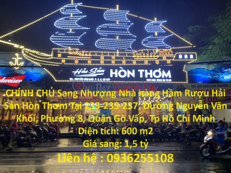 CHÍNH CHỦ Sang Nhượng Nhà hàng Hầm Rượu Hải Sản Hòn Thơm Tại Quận Gò Vấp - HCM Niêm yết bán