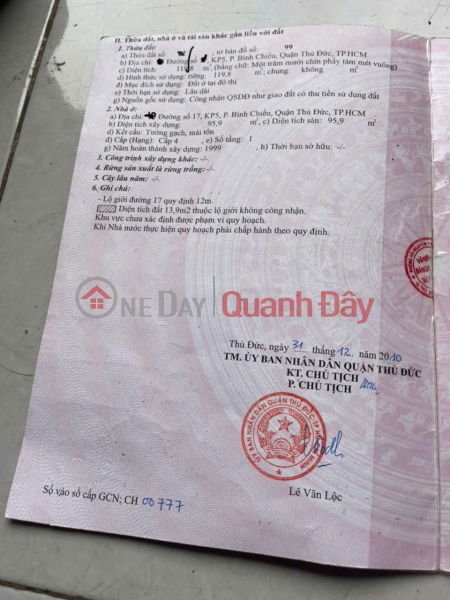 Property Search Vietnam | OneDay | Residential | Sales Listings Owner Needs to Sell Urgently a House with 1 Ground Floor and 2 Floors, in Binh Chieu, Thu Duc District, Ho Chi Minh City