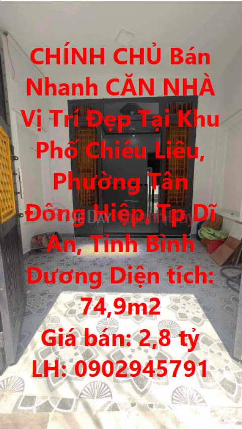 OWNER Quickly Sells A HOUSE, Beautiful Location - Investment Price In Tan Dong Hiep Ward, Di An City _0