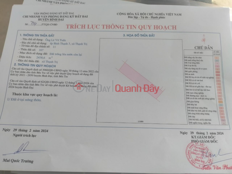 Property Search Vietnam | OneDay | Nhà ở | Niêm yết bán GẤP!!CHÍNH CHỦ Cần Bán Đất Vườn Dừa, Giá Tốt Tại Thạnh Trị, Bình Đại, Bến Tre