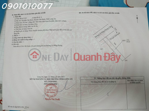 Siêu phẩm đất mặt tiền đường Lê Hồng Phong, Cần Đước, Long An, DT 194 m2, giá 2,8 tỷ _0