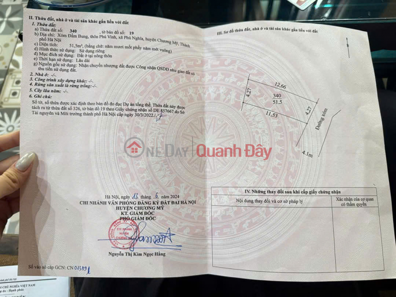 đ 10 triệu | CHỦ CẮT LỖ CẦN BÁN GẤP LÔ ĐẤT 51,5M TẠI PHÚ NGHĨA-CHƯƠNG MỸ-HÀ NỘI