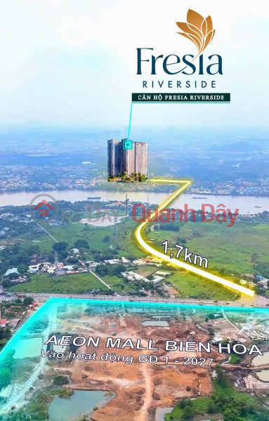 đ 1.75 Billion | FRESIA RIVERSIDE – RIVER VIEW APARTMENT, OPPOSITE AEON MALL BIEN HOA
