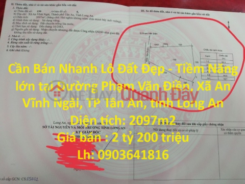 Cần Bán Nhanh Lô Đất Đẹp - Tiềm Năng lớn tại Thành phố Tân An, tỉnh Long An _0