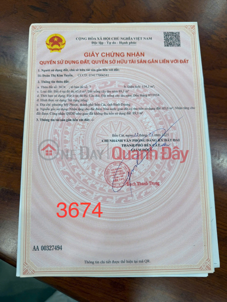 MEZZARINE HOUSE FOR SALE, EAST FACING, 7M ROAD, MY PHUOC 2 - PRICE ONLY 1,980,000,000 Sales Listings