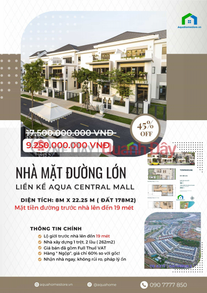 AQUA CITY GIẢM GIÁ SHOCK LÊN ĐẾN 60%, NP 8M X 20M CHỈ CÒN 7.9 TỈ Việt Nam | Bán đ 8 tỷ