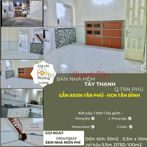 House for sale in Tay Thanh alley, 48m2, 1FLOOR, 3.59 billion near AEON Sales Listings