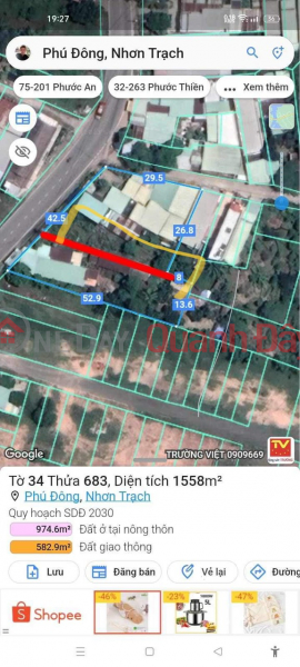 Property Search Vietnam | OneDay | Nhà ở Niêm yết bán | Chính Chủ Cần Bán 520m2 đất Thổ Cư Huyện Nhơn Trạch Đồng Nai