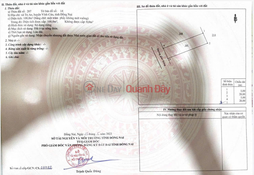 Property Search Vietnam | OneDay | Nhà ở Niêm yết bán, ĐẤT ĐẸP – GIÁ TỐT – CHÍNH CHỦ CẦN BÁN 2 LÔ ĐẤT tại Ấp 2, xã Trị An, huyện Vĩnh Cửu, tỉnh Đồng Nai