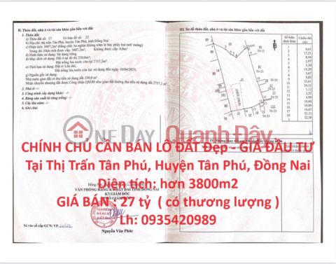 CHÍNH CHỦ CẦN BÁN LÔ ĐẤT Đẹp - GIÁ ĐẦU TƯ Tại Thị Trấn Tân Phú- Đồng Nai _0