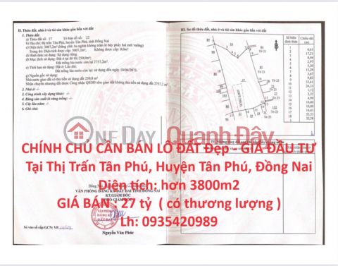 OWNER NEEDS TO SELL BEAUTIFUL LOT OF LAND - INVESTMENT PRICE In Tan Phu Town - Dong Nai _0