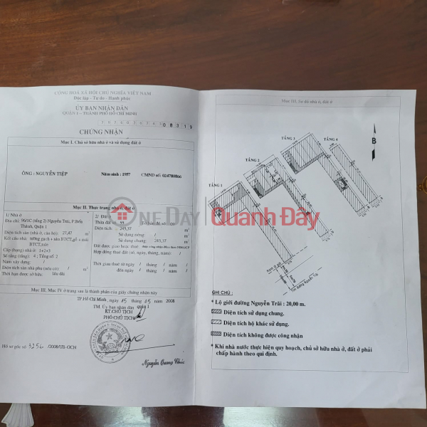 Property Search Vietnam | OneDay | Nhà ở | Niêm yết bán chính chủ cần tiền bán gấp căn hộ tầng 2 ,chung cư đường Nguyễn Trãi Quận 1, 4 tỷ( còn thương lượng)