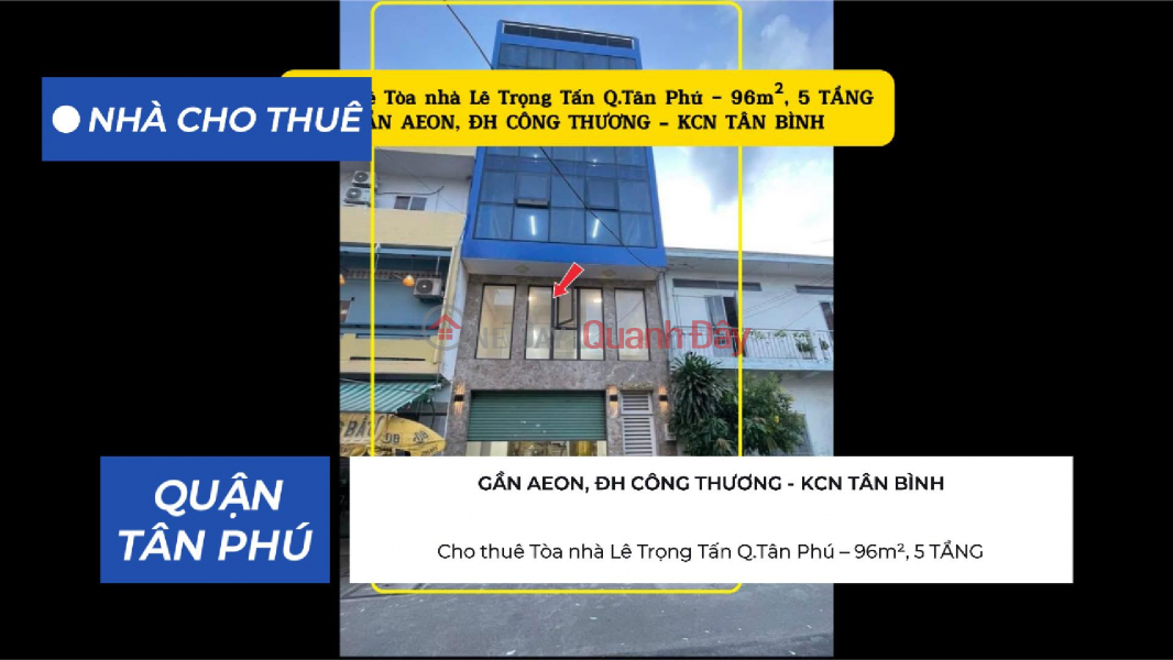 Cho thuê Tòa Nhà Lê Trọng Tấn Q.Tân Phú 96m²,5TẦNG, NGANG 6M, 58Triệu Niêm yết cho thuê