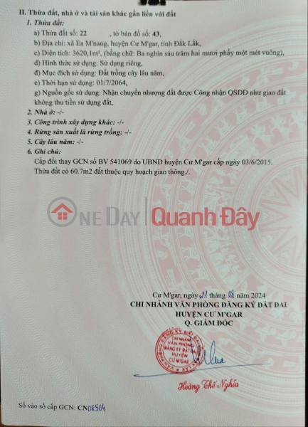 ĐẤT ĐẸP – GIÁ TỐT – CHÍNH CHỦ CẦN BÁN LÔ ĐẤT tại xã Ea M’nang, Cư M’gar, Đắk Lắk Niêm yết bán