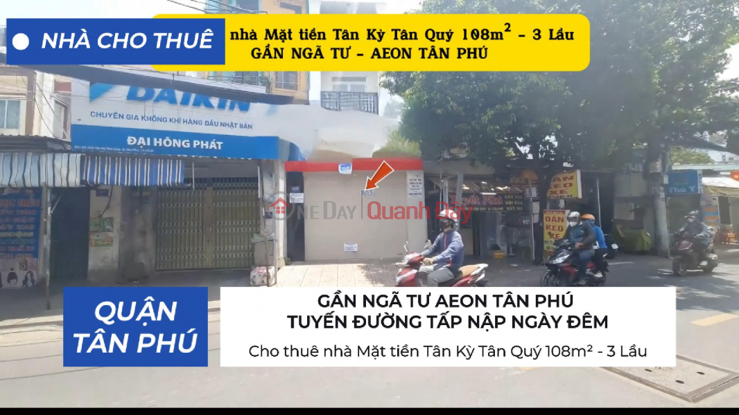 Cho thuê nhà Mặt tiền Tân Kỳ Tân Quý 108m² - 3 Lầu - GẦN NGÃ TƯ - AEON Niêm yết cho thuê