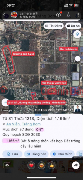 Land - RIGHT NEXT TO TRANG BOM TOWN - Paved road suitable for business, passing through Doi 61 commune, near Le Duan road. Vietnam, Sales đ 1.3 Billion